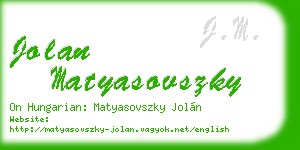 jolan matyasovszky business card